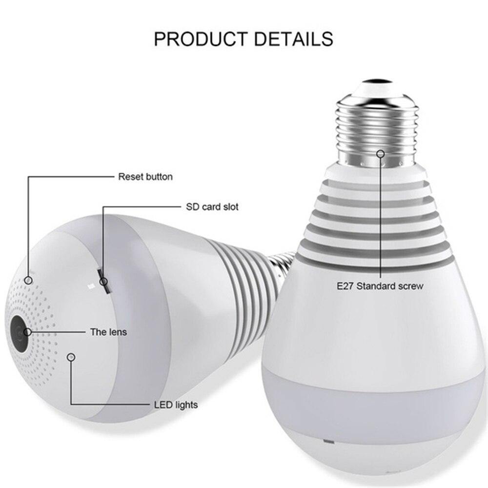 1080P HD WiFi IP Camera 360° Panoramic Fisheye Hidden cam Bulb Light Home Security Fisheye Bulb Lamp Night Vision Baby Monitor - Surprise store