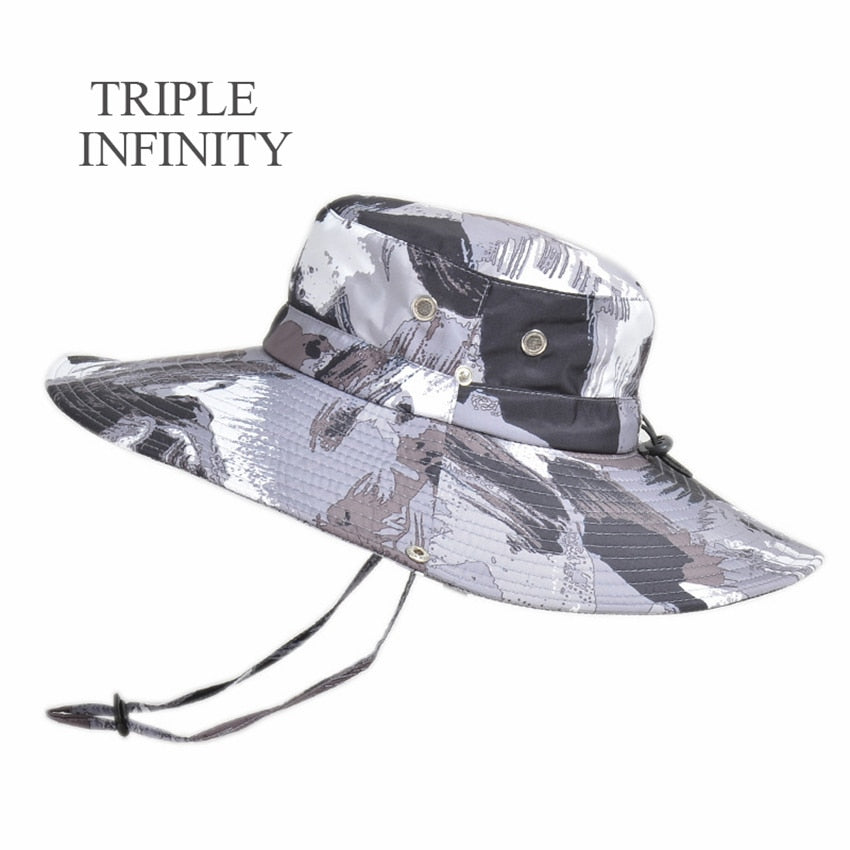 New Fashion Sun Hat Male Sunshade Summer Outdoor Fishing Sun-proof Breathable Foldable Big Wide Brim Men's Panama Hat Bucket Hat