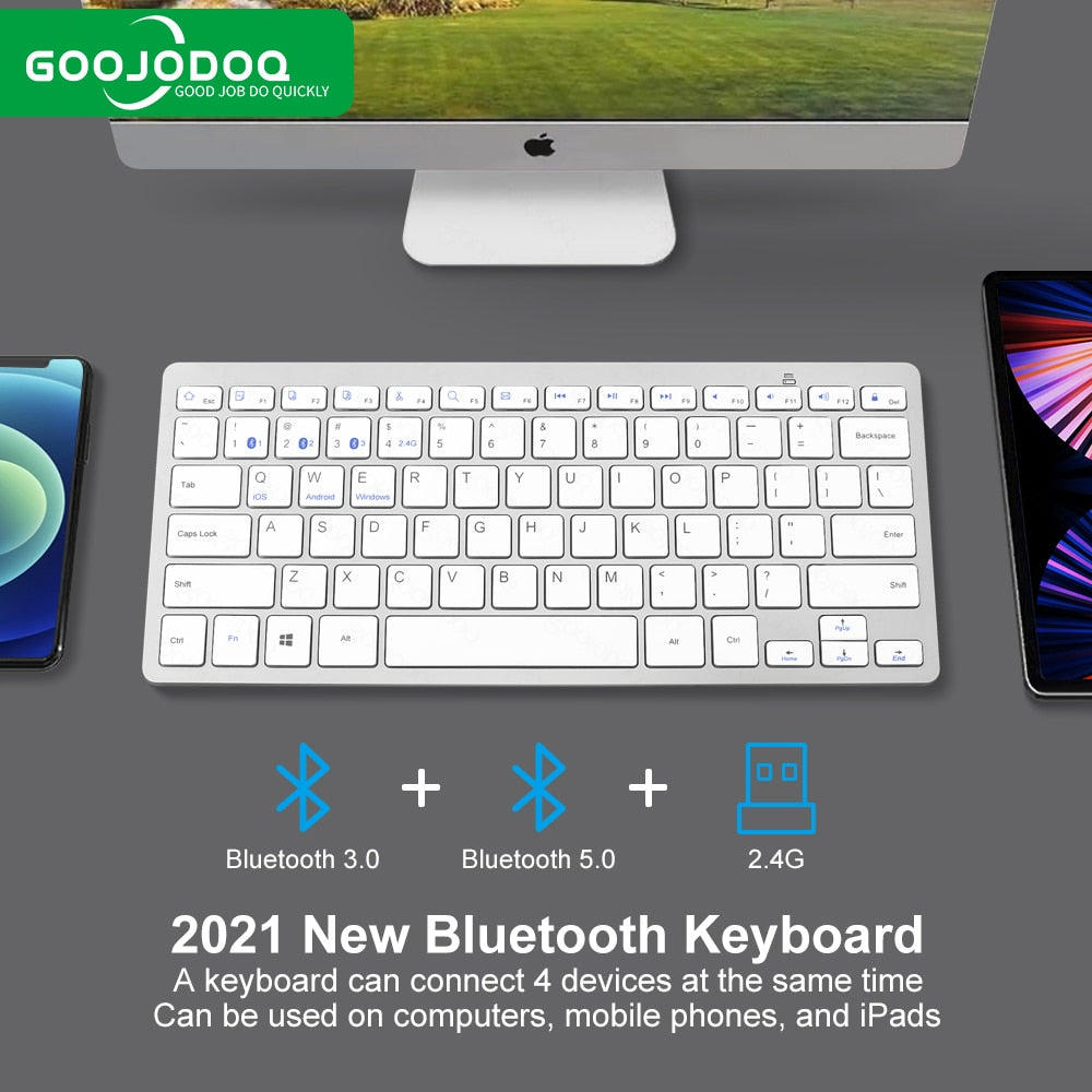 Bluetooth 5.0 & 2.4G Wireless Keyboard and Mouse Combo Mini Multimedia Keyboard Mouse Set For Laptop PC TV iPad Macbook Android