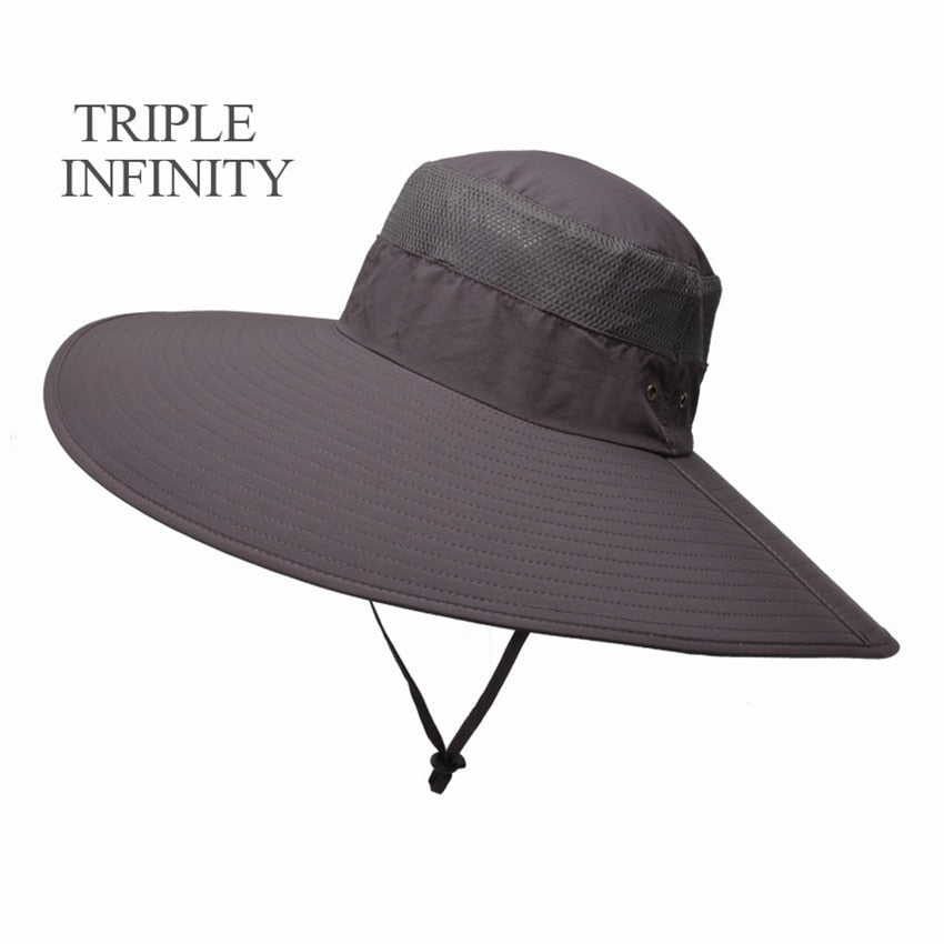 New Summer Sun Hat For Man Outdoor Quick-drying Sun-proof Men's Panama Hat Fishing Breathable Male Large Wide Brim Bucket Hats
