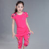 Children Clothing Sets Summer Girls Sports Suit Cotton Print Short Sleeve T Shirt & Pants 2Pcs Girls Clothes 6 8 9 10 12 Years