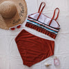 Women Plus Size 3XL 4XL Swimming Suit Summer Striped Print Bandeau Bikini Top High Waist Swimwear Bottom Large Beachwear Biquini