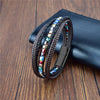 Multilayer Bracelet Natural Stone Genuine Leather Braided Wrap Bangle Stainless Steel Magnetic Clasp Bracelet Men Jewelry