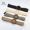 Women Bohemian Elastic Braided Belt Fashion Female Summer Dress Jeans Wide Black PP Straw Designer Wood Buckle Boho Belts 232