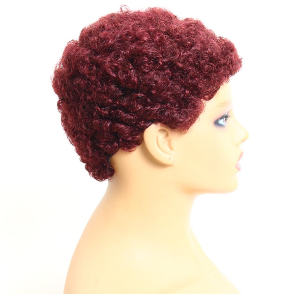 Full Machine Short Afro Curly Human Hair Wigs for Women Middle Ratio 150% Density Brazilian Remy Human Hair Wig