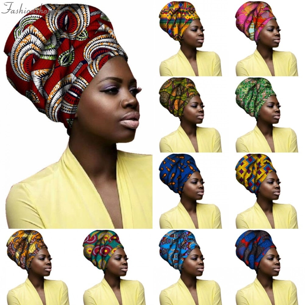 2020 African Fashion Headwrap Women Cotton Fabric Traditional Headtie Scarf Turban pure Cotton