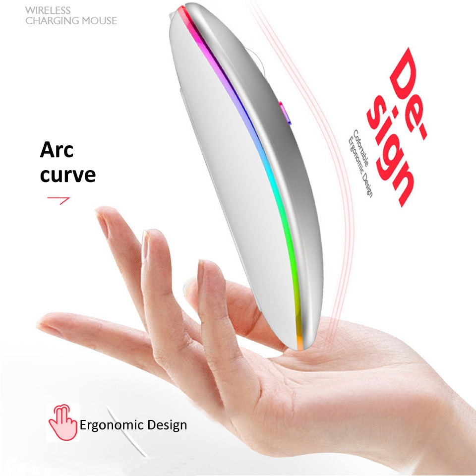Wireless Mouse RGB Bluetooth Computer Mouse Silent Rechargeable Ergonomic Mause With LED Backlit USB Optical Mice For PC Laptop