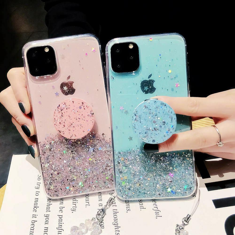 Bling Glitter Case For iPhone 11 Pro Max 11 Pro 11 XS XR X XS Max 6s 6 7 8 PlusSlim Case With Stand Holder Phone Cases Socket - Surprise store