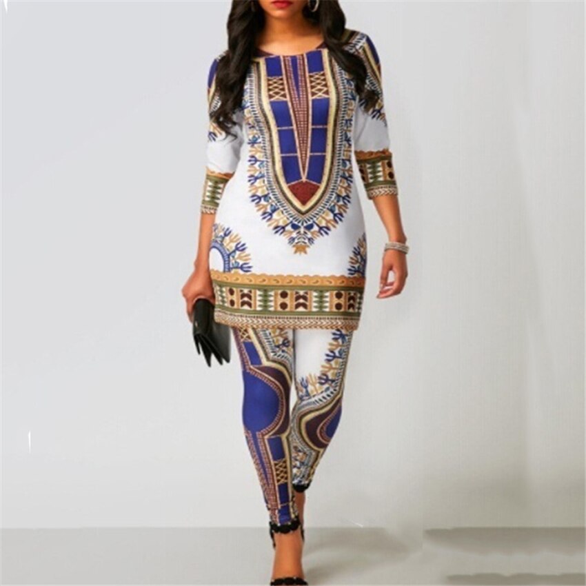 African Dresses for Women 2020 News Top Pants Suit Dashiki Print Ladies Clothes Robe Africaine Bazin Fashion Clothing