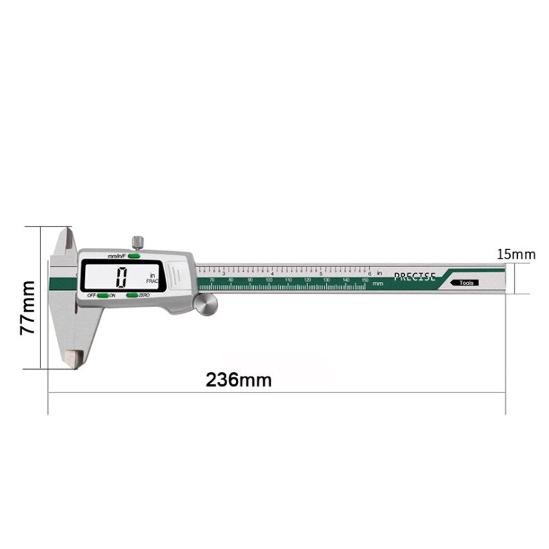 150mm Fraction/mm/inch Stainless Steel Digital Vernier Caliper Electronic Metal Pachometer Calibrator Measuring Caliber