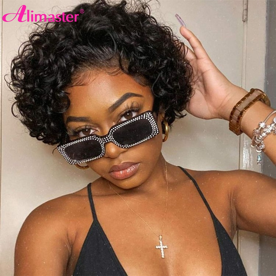 Pixie Cut Wig Human Hair Short Curly Human Hair Wigs Cheap Human Hair Wig Non Lace Wig Full Machine Made Perruque Cheveux Humain