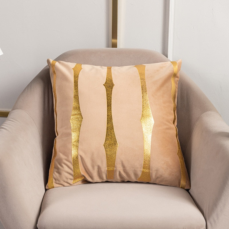 2021 Fashion Striped Pillowcase Festival Home Bronzing Sofa Cushion Cover 45x45cm Car Soft Fabric Lumbar Pillow Cases Decorative
