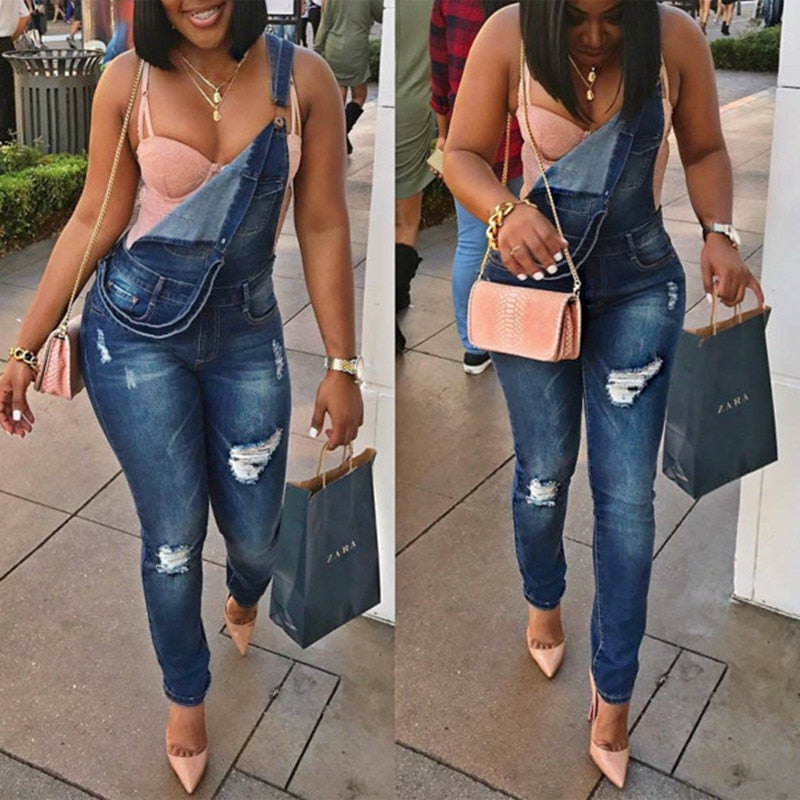 Women's fashionable blue belt jeans with water washed holes and personalized Jeans Belt pants