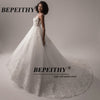 BEPEITHY Deep V Neck Lace Wedding Dress 2021 Ball Gown Bridal Court Train Sleeveless Women Indian Ivory Wedding Bouquet Gown New