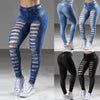 Jeans Women Skinny Slim High Waist Stretchy Woman Pants Bodycon Streetwear Hole Washed Denim Pencil Trousers 2021
