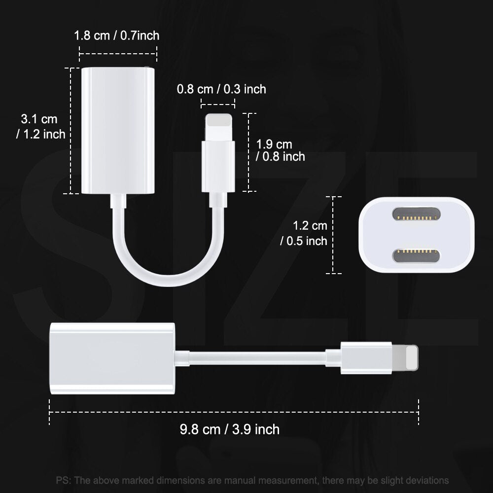 2 in 1 Adapter Splitter Cable For iPhone 11 Pro Xs Max XR 7 8 Plus iPad iOS Dual Lightning Charging Audio Earphone OTG Accessory