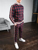 Men Tracksuit Men's Sets Two-piece Striped Lattice Suit Zipper Jacket+Fashion Small Trouser High Quality Slim Classic Sportswear - Surprise store