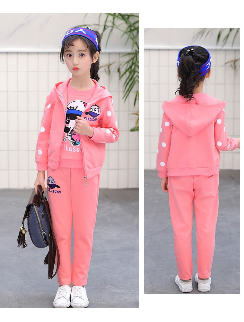 Girls Clothes Set Teen Kids Tracksuit 2020 Autumn Winter Vest + Coat + Pants 3pcs Children Clothing Suits Girl Sets 8 10 12 year