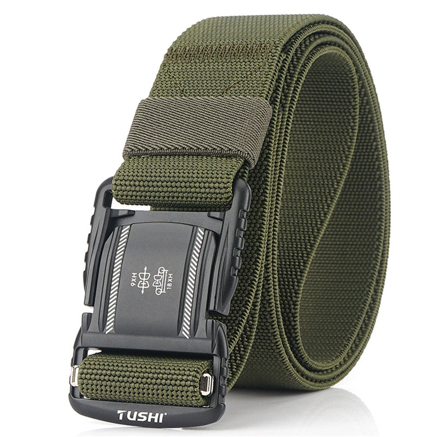 Elastic Men Belt Alloy Magnetic Buckle Outdoor Working Tactical Belt For Jeans Pants Casual Stretch Overalls Male Waist Belt New