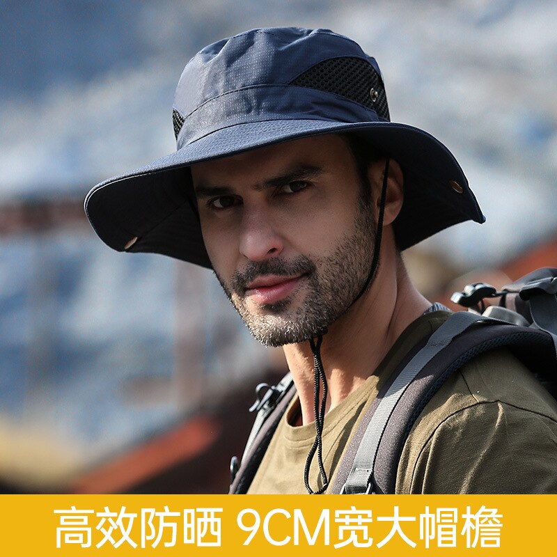 Men's Panama Hat Fisherman Hat Outdoor Breathable Mesh Hiking Hats 9CM Wide Brim Anti-UV Sun Hat Bucket Hat Mountaineering Caps