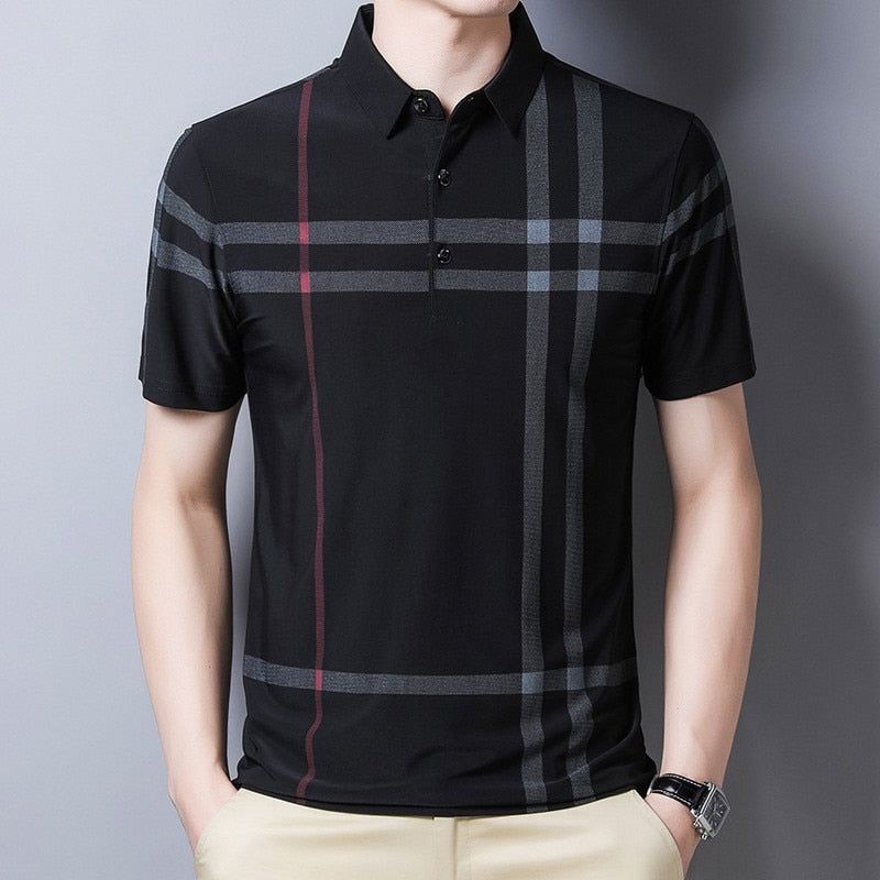 2021 Fashion Brand Men Polo Shirt Summer Cool Thin Shirt for Men Short Sleeve Striped Casula Male Polo Shirt Korean Clothing