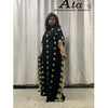 Boubou Africain Femme Kaftan Maxi Dress Abaya Dubai Dashiki Embroidery Black Long Robe Islamic Africa Clothing Plus Size Cotton