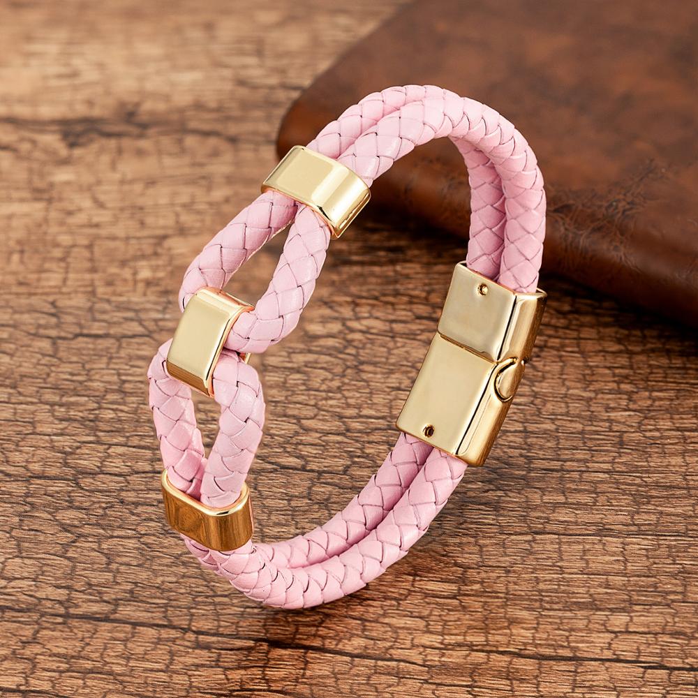 24 Style Classic Men Leather Bracelet Simple Metal Magnetic Button Hand-woven Rope Unisex Women Bangles 2020 Jewelry Accessories