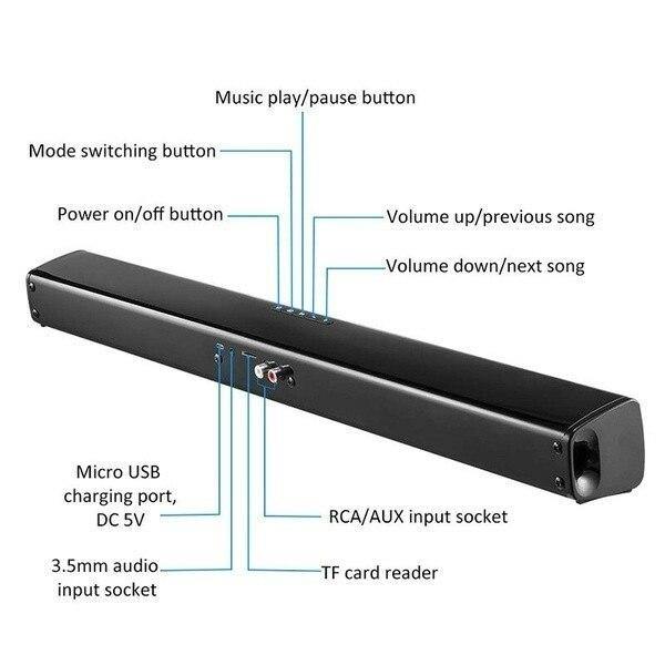 40W Super Power Wireless Bluetooth Soundbar Speaker Subwoofer TV Home Theater Soundbar + Remote Control - Surprise store