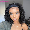 Headband Wig Human Hair Short Curly Wig Brazilian Remy Full Machine Made Headband Wig For Black Women Deep Wave Human Hair Wig
