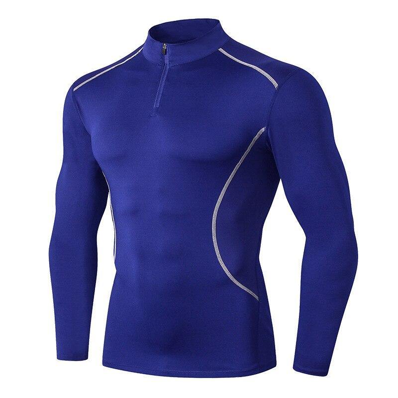 Sport High collar Compression Shirts Men Bodybuilding Sportswear T-shirtLong Sleeve Top Gyms T Shirt Men Fitness Tight Rash gard - Surprise store