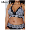 2020 Swimwear High Waisted Two Piece Plus Size Large Size Plus Fat Printed Swimsuit Women Back Chalaza Bikini Beach Bathing Suit - Surprise store