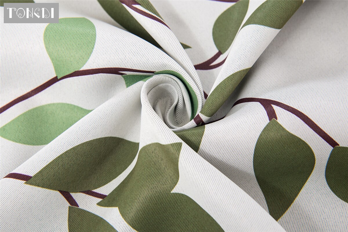 TONGDI Blackout Curtains Elegant Willow Leaves Printing High-grade Decoration For Window Spring Home Parlou Bedroom LivingRoom