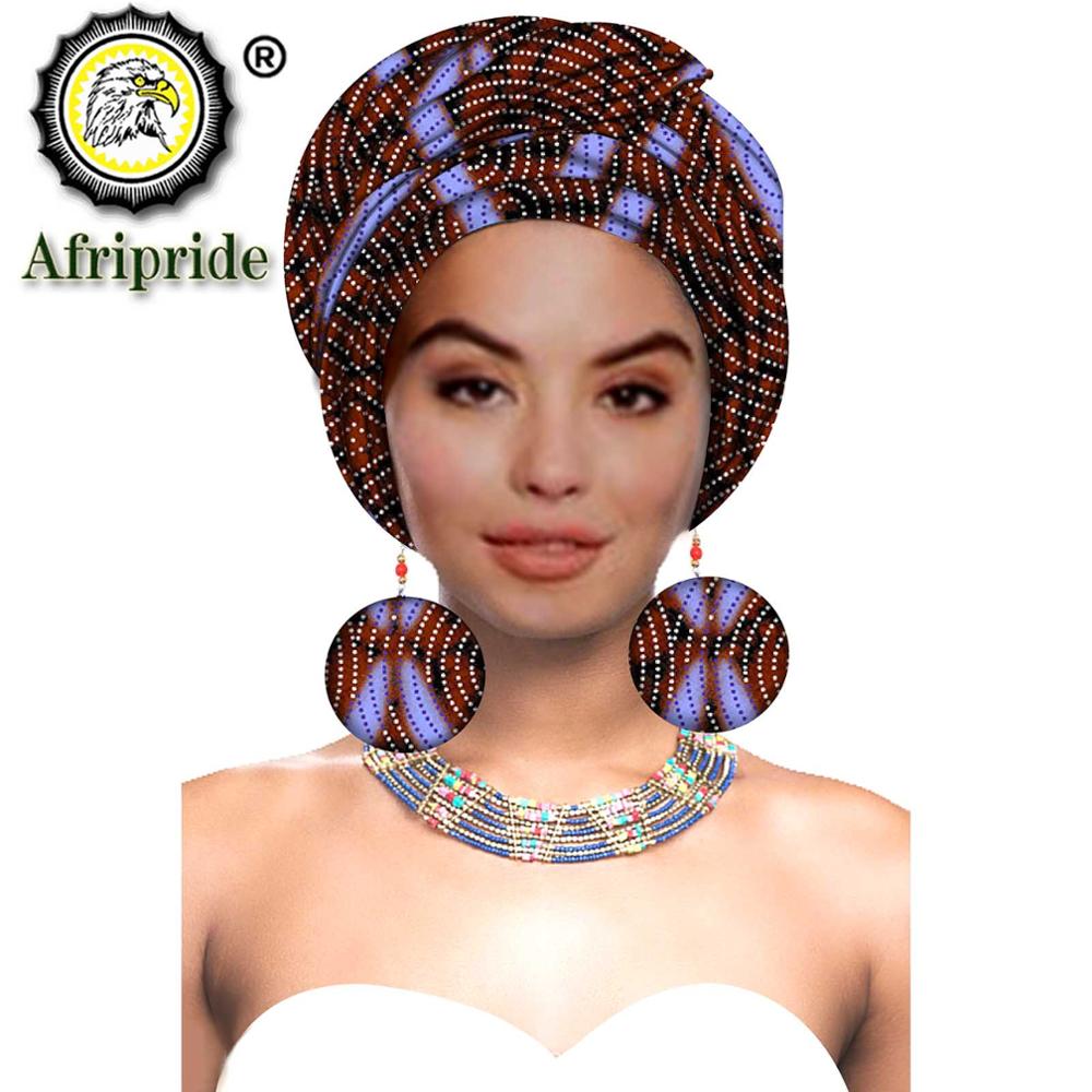 African Turbans African Headwraps for Woman African Headscarf Nigerian Headtie with Matching Earring Dashiki Ankara Wax S20H004