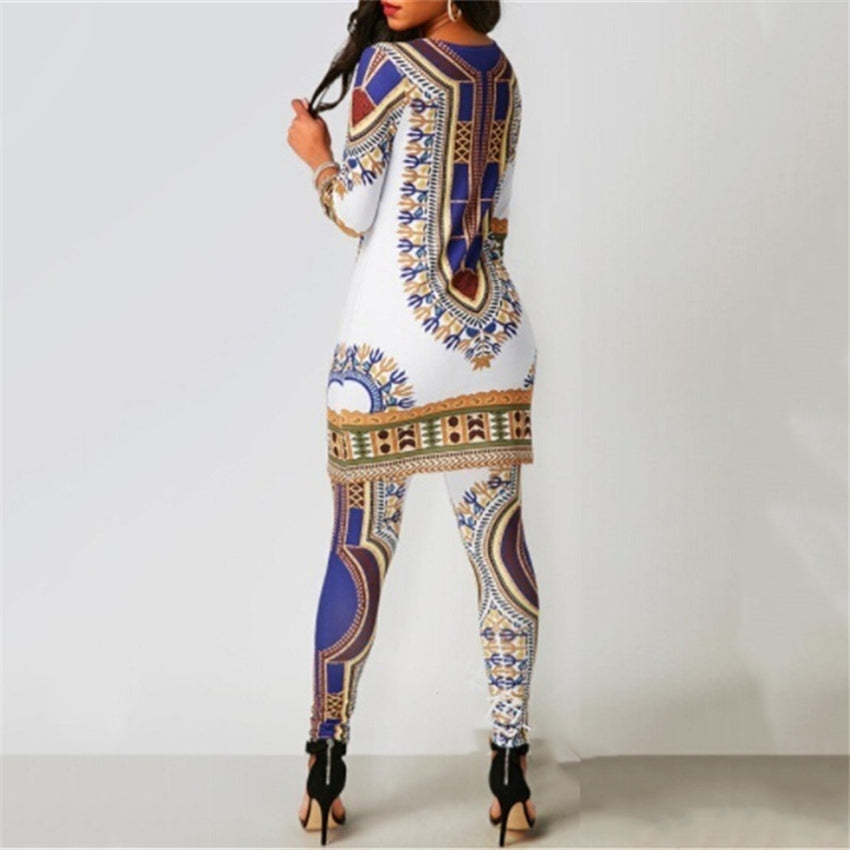 African Dresses for Women 2020 News Top Pants Suit Dashiki Print Ladies Clothes Robe Africaine Bazin Fashion Clothing