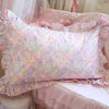 48x74cm Pink Twin Heart Rabbit Pillow Case Cover Cotton Hairball Ruffle Pillowcase Girl Cute Bedding Toy Home Decor