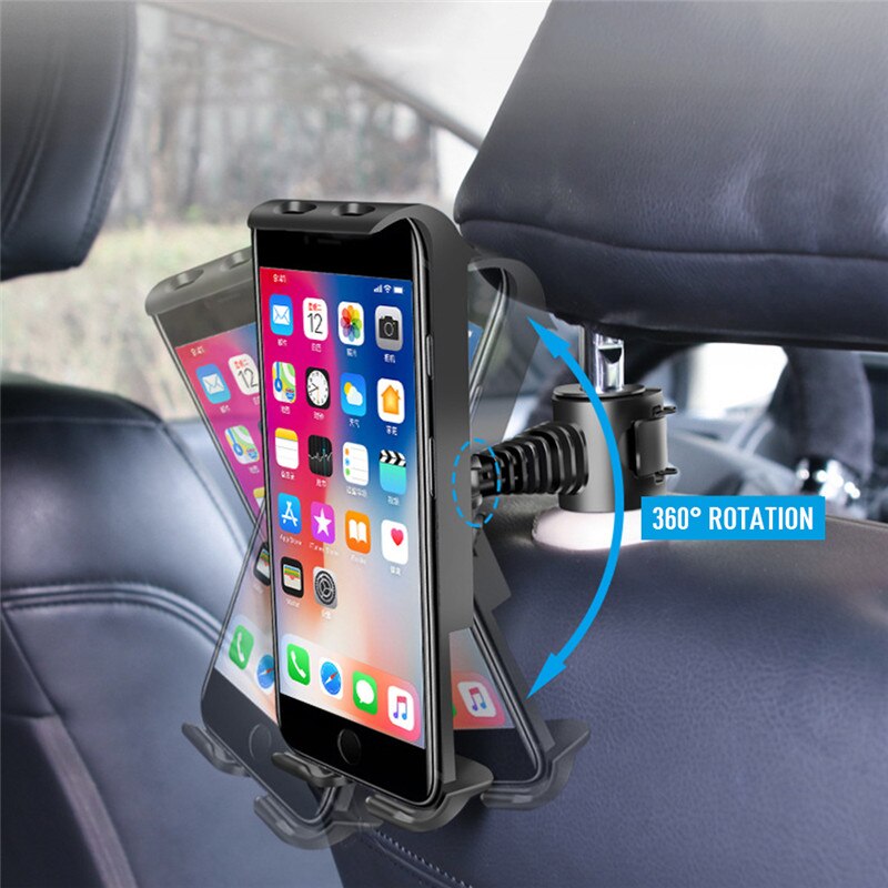 Car Phone Holder 360 Rotation Computer Stand Support Smartphone Voiture Push-on Car Seat Back Bracket Car Accessories Interior