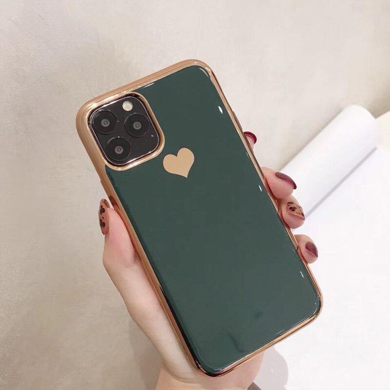 iPWSOO Plating Love Heart Soft Phone Case For iPhone 11 Pro Max X XR XS Max for iphone 6 6s 7 8 Plus TPU Silicone Cover Fundas - Surprise store