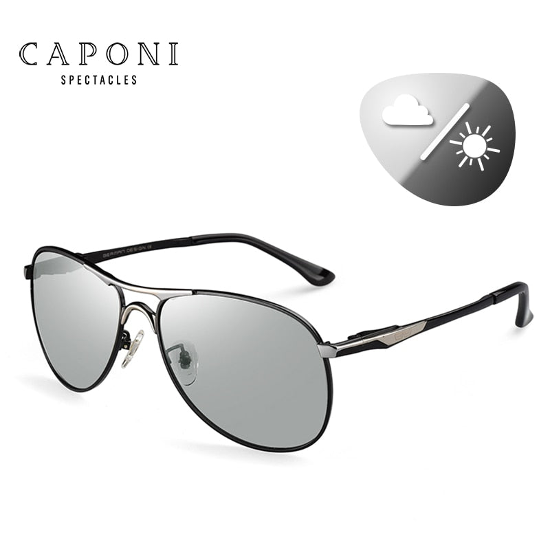 CAPONI Driving Photochromic High Quality Sunglasses Polarized Classic Brand Sun Glasses for Men oculos de sol masculino CP8722