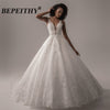 BEPEITHY Deep V Neck Lace Wedding Dress 2021 Ball Gown Bridal Court Train Sleeveless Women Indian Ivory Wedding Bouquet Gown New