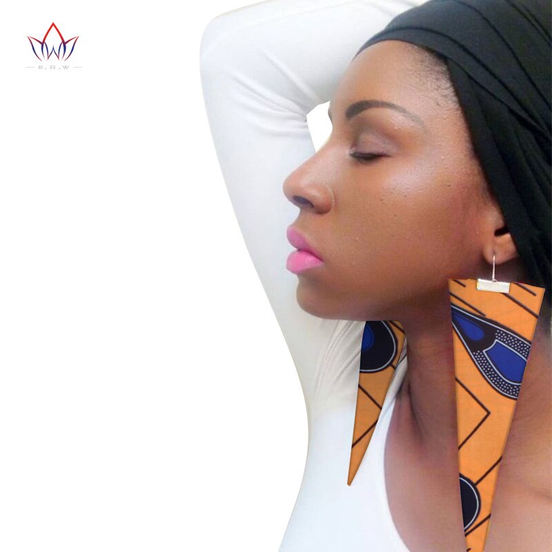 Trendy African Fabric Earrings Handmade Earrings For Women Party Gift African Print Ankara Big Oversized Drop Earrings WYB279