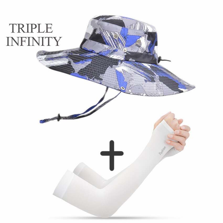 New Fashion Sun Hat Male Sunshade Summer Outdoor Fishing Sun-proof Breathable Foldable Big Wide Brim Men's Panama Hat Bucket Hat