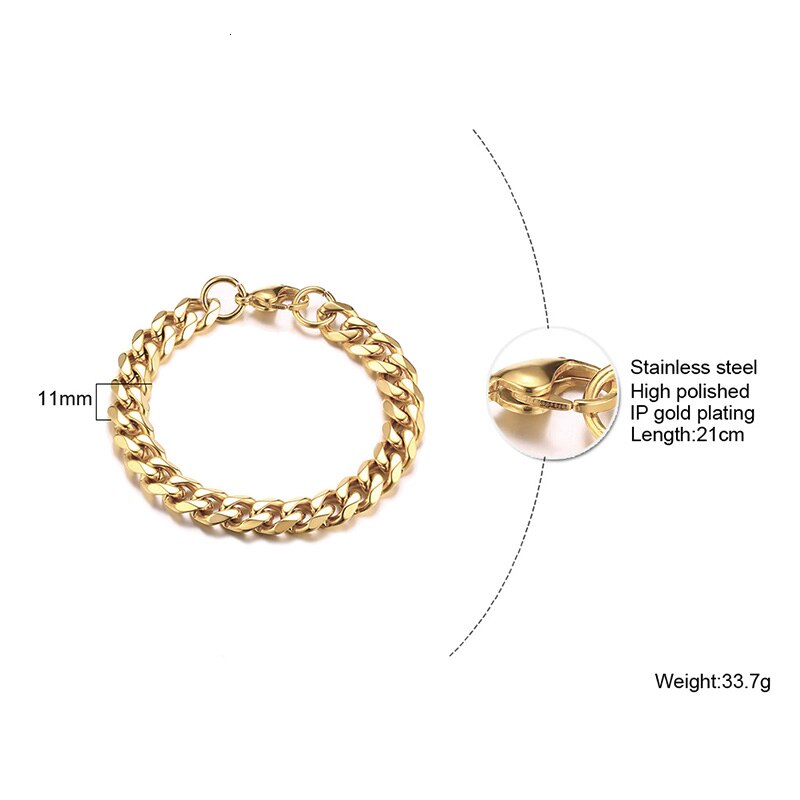 MENS BRACELET MIAMI CUBAN LINK CHAIN BRACELET IN STAINLESS STEEL BRAZALETS FOR MEN HUSBAND BOYFRIEND GIFT 3 TO 11MM