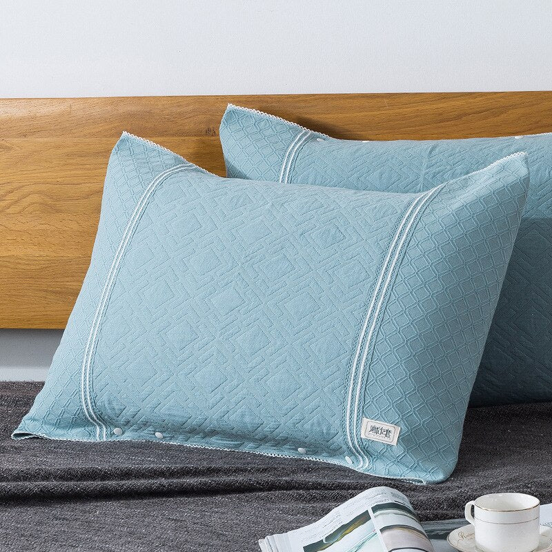 2pcs Gauze Pillowcase with Buckle Gauze Pillowcase preventing acne scars suit for Summer Buckle Desing convenient assemble