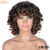 Short Hair Afro Kinky Curly Wigs With Bangs For Black Women Synthetic African Ombre Glueless Cosplay Wigs High Temperature