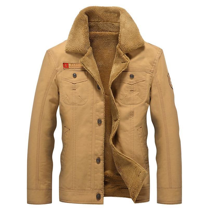 DARPHINKASA 2020 Winter Bomber Jacket Men Air Force Pilot Jacket Warm Men Fur Collar Men Army Tactical Fleece Jacket - Surprise store