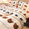 4pcs Nordic Bedding Set , Duvet Cover + Pillow Case + Bed Sheet Home Textiles Bed Sheets Set Washed Cotton A/B side Qulit Sheet
