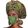 African Headwrap Earrings Hair Accessories Scarf Bonnet Ankara Wax Fabric Head Turban African Headscarf Mask Match Print A20H004