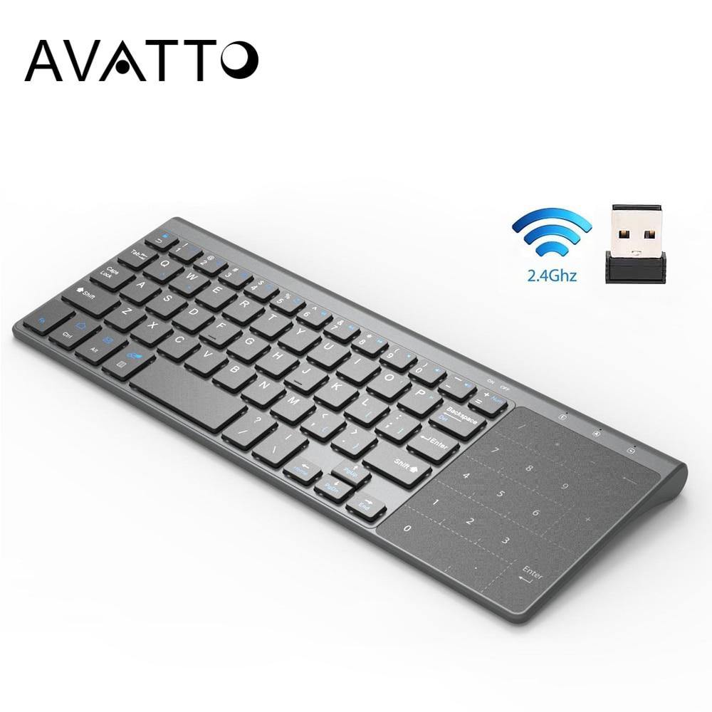 AVATTO Thin 2.4GHz USB Wireless Mini Keyboard with Number Touchpad Numeric Keypad for Android windows Tablet, Desktop, Laptop,PC - Surprise store