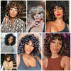 Short Hair Afro Kinky Curly Wigs With Bangs For Black Women Synthetic African Ombre Glueless Cosplay Wigs High Temperature