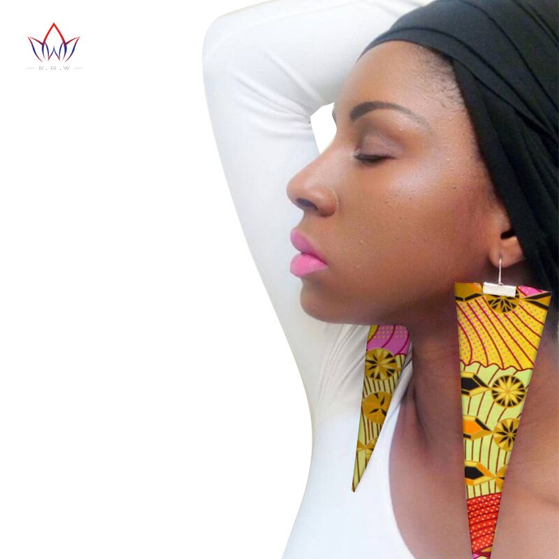 Trendy African Fabric Earrings Handmade Earrings For Women Party Gift African Print Ankara Big Oversized Drop Earrings WYB279